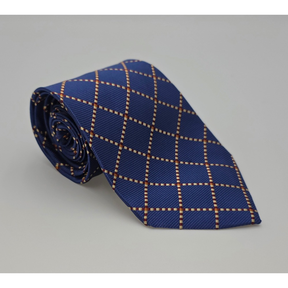 JOS A BANK Signature Collection‎ Silk Blue Diamond Grid Pattern Necktie